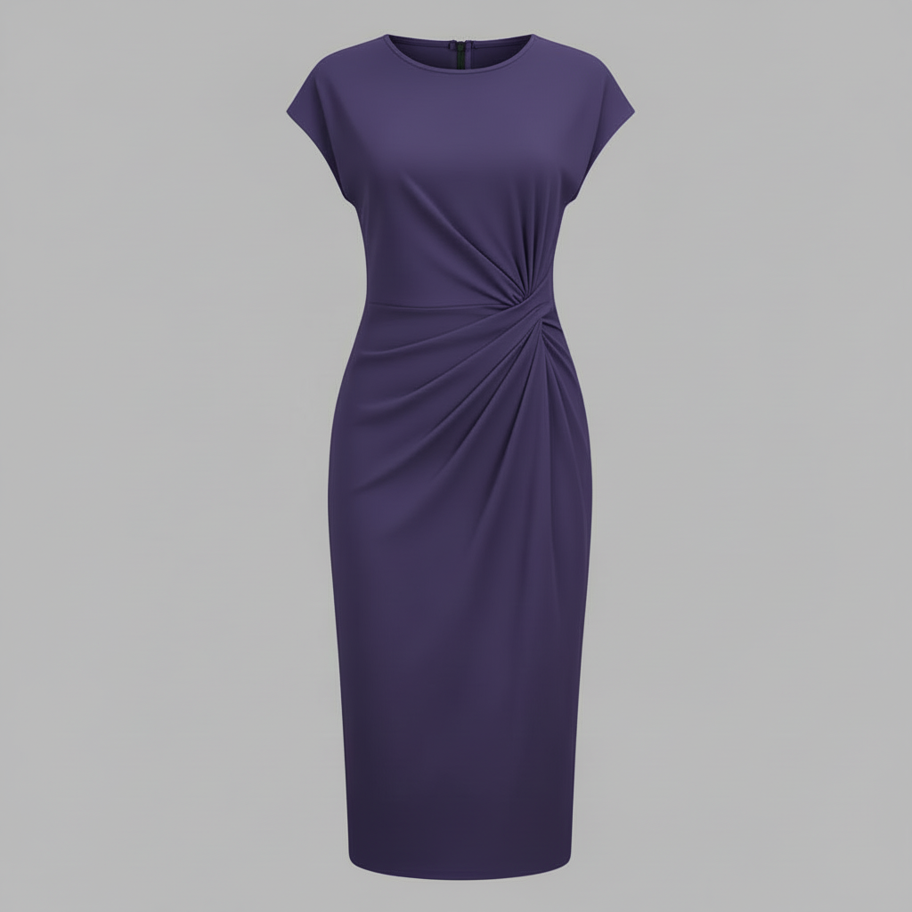 Women's Midi Formal Dress | Short Sleeve Elegance