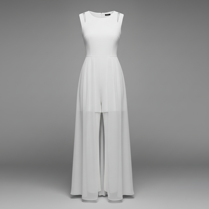 White Sleeveless Wide Leg Jumpsuit | Women's Summer Fashion
