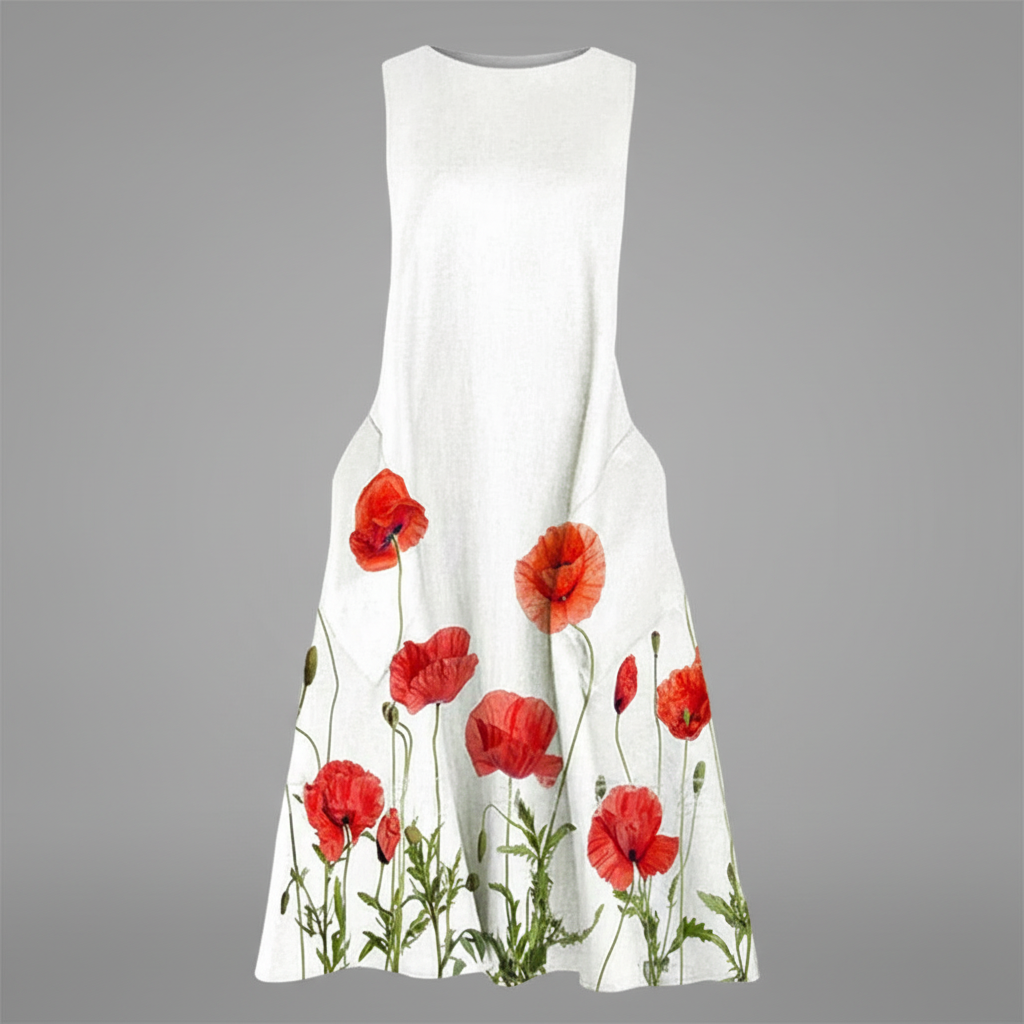 Floral A-Line Midi Dress | Women's Summer Dress