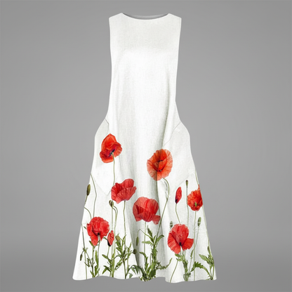 Floral A-Line Midi Dress | Women's Summer Dress