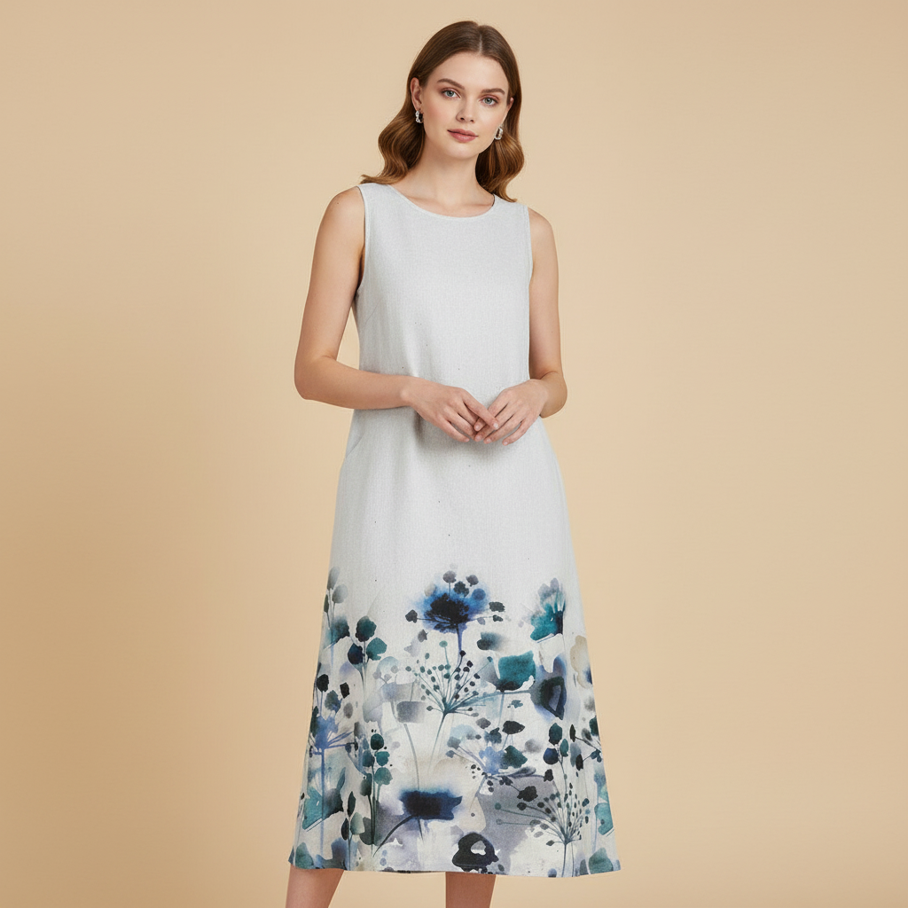 Floral A-Line Midi Dress | Women's Summer Dress