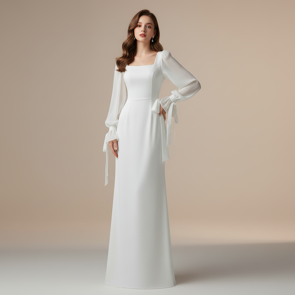 Elegant Long Sleeve Maxi Dress | Wedding Guest Attire