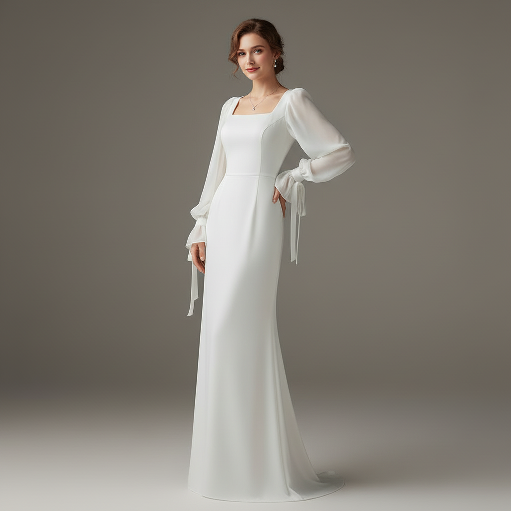 Elegant Long Sleeve Maxi Dress | Wedding Guest Attire