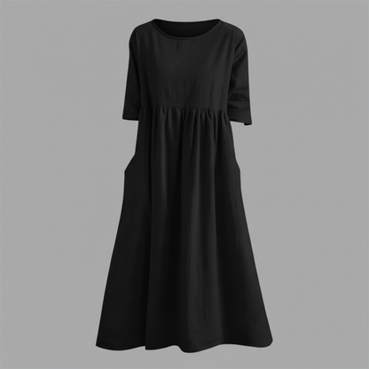 Loose Fit Summer Dress | Women's Midi Dress with Pockets