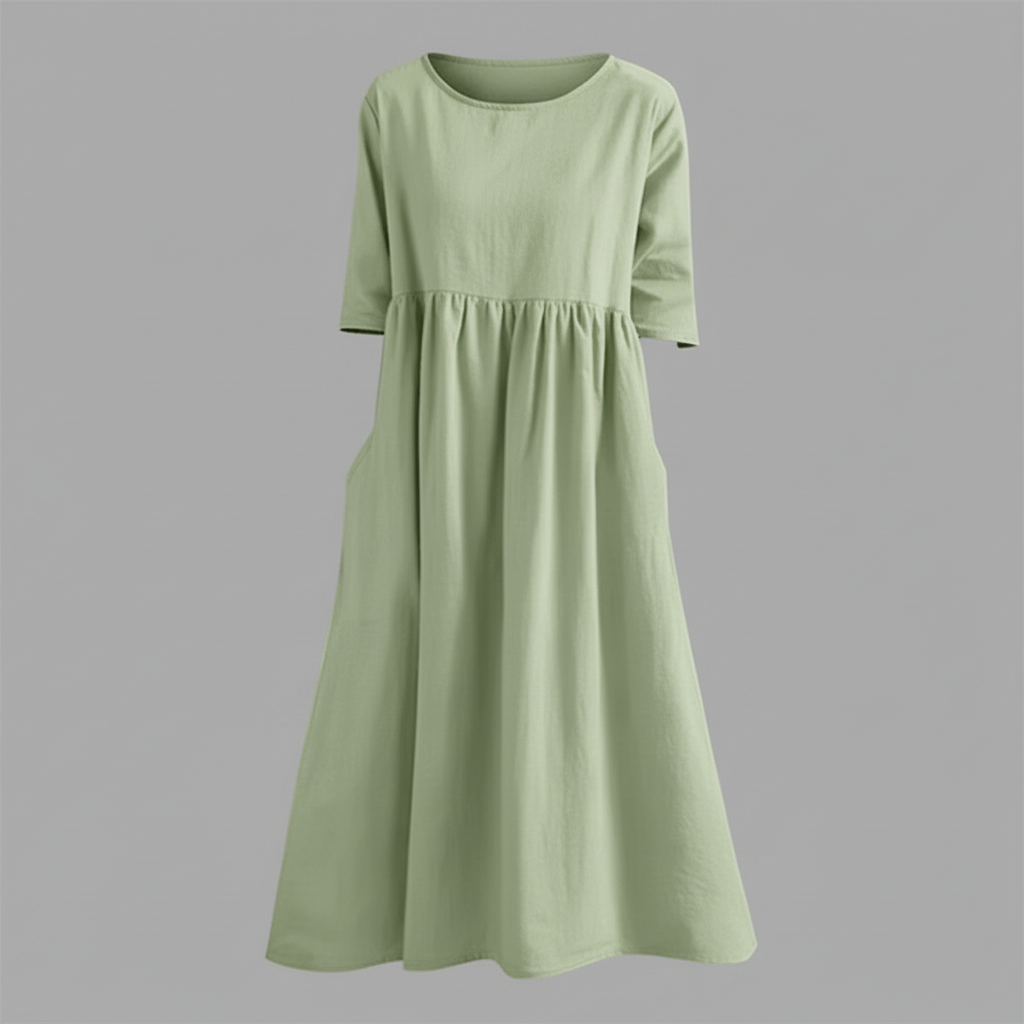 Loose Fit Summer Dress | Women's Midi Dress with Pockets