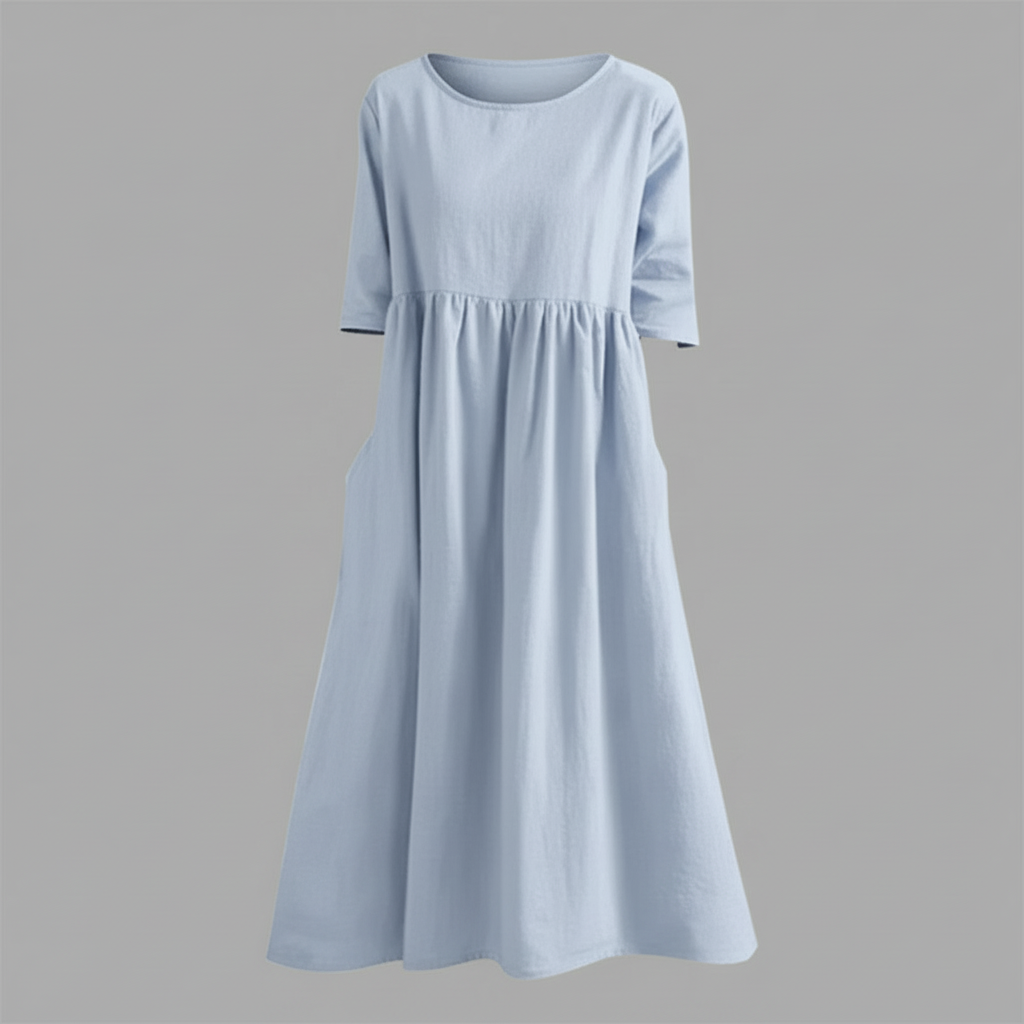 Loose Fit Summer Dress | Women's Midi Dress with Pockets
