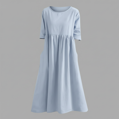 Loose Fit Summer Dress | Women's Midi Dress with Pockets