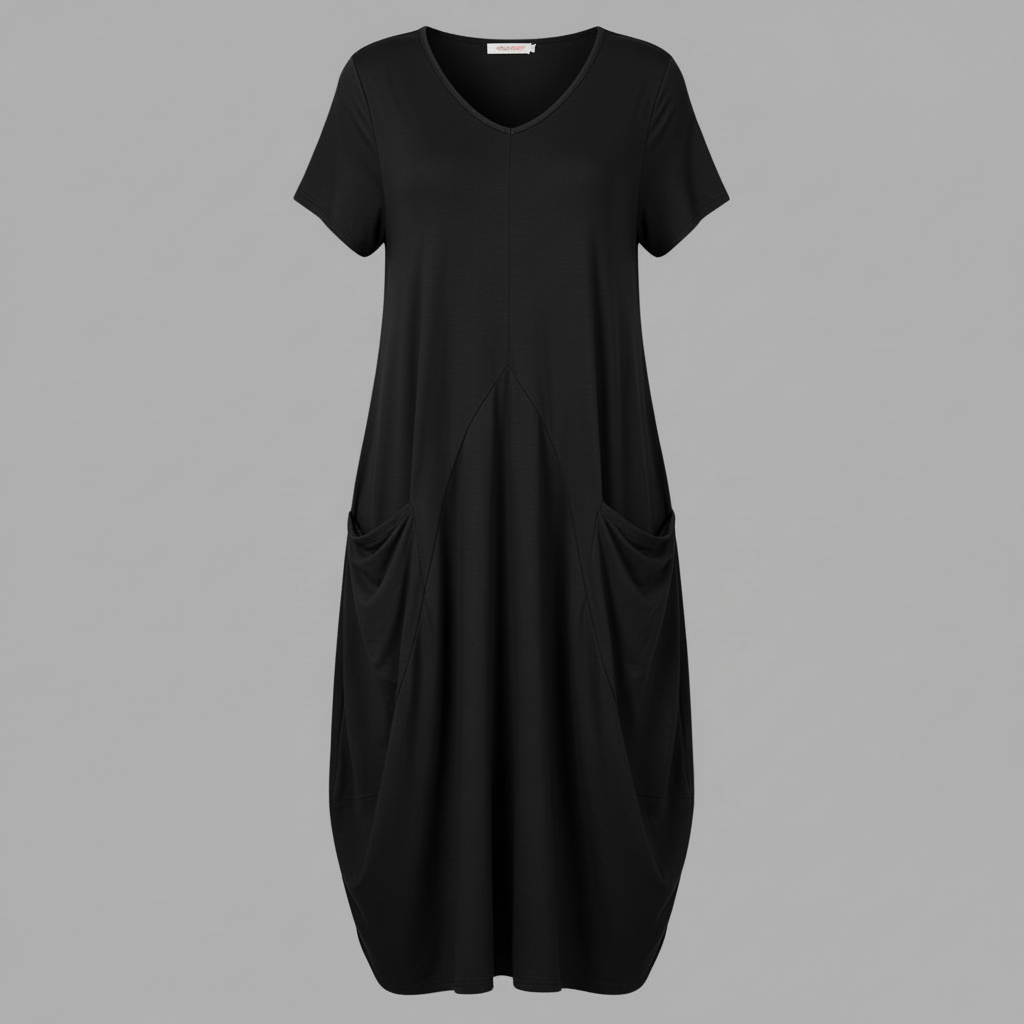 Summer Midi Dress | Women's Loose Fitting Crew Neck Dress