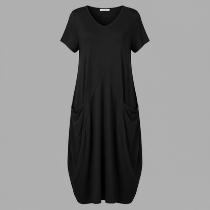 Summer Midi Dress | Women's Loose Fitting Crew Neck Dress