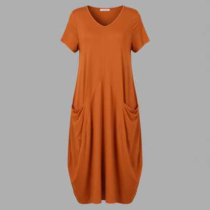 Summer Midi Dress | Women's Loose Fitting Crew Neck Dress