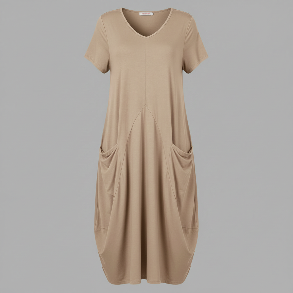 Summer Midi Dress | Women's Loose Fitting Crew Neck Dress