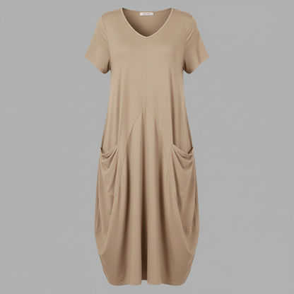 Summer Midi Dress | Women's Loose Fitting Crew Neck Dress