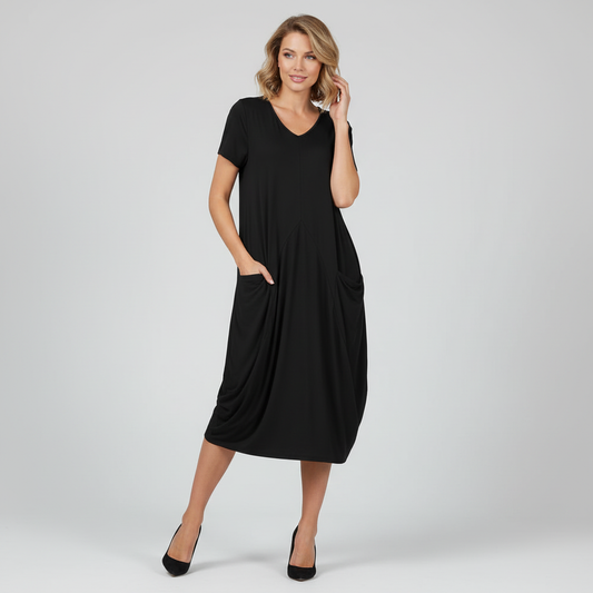 Summer Midi Dress | Women's Loose Fitting Crew Neck Dress