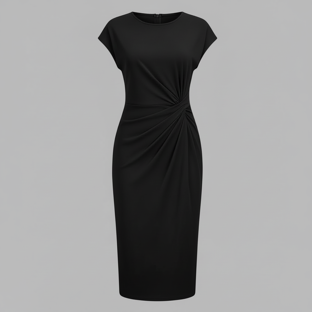 Women's Midi Formal Dress | Short Sleeve Elegance