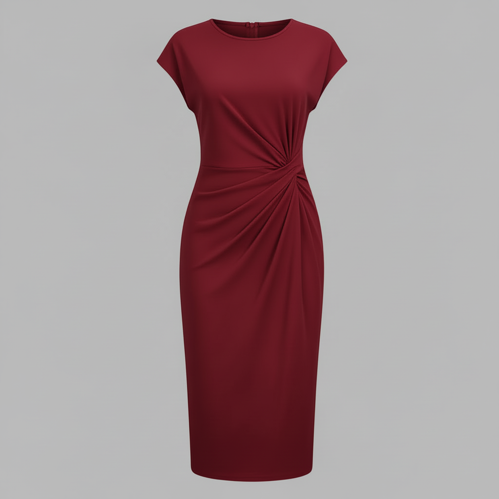 Women's Midi Formal Dress | Short Sleeve Elegance