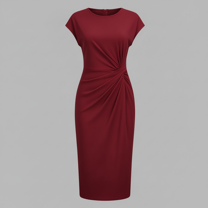 Women's Midi Formal Dress | Short Sleeve Elegance