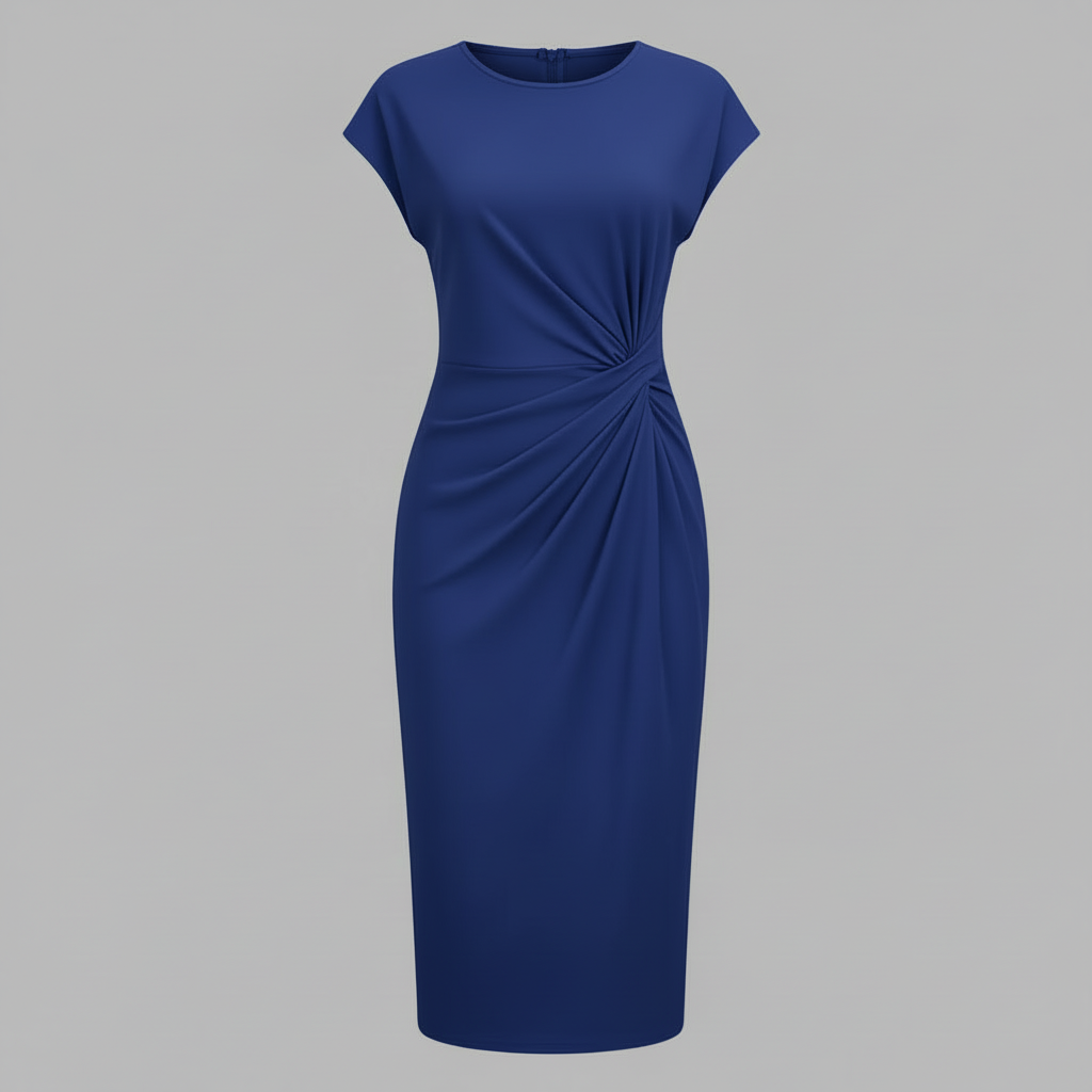 Women's Midi Formal Dress | Short Sleeve Elegance