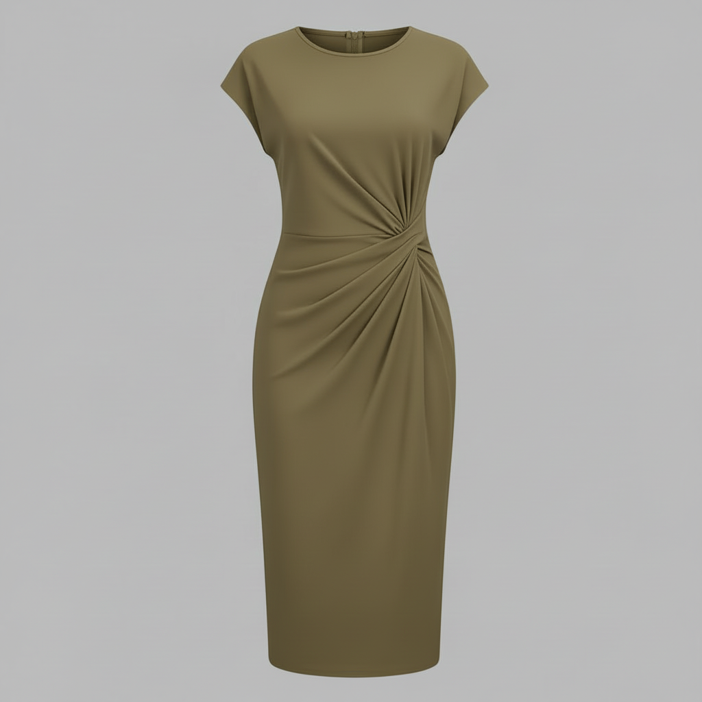 Women's Midi Formal Dress | Short Sleeve Elegance