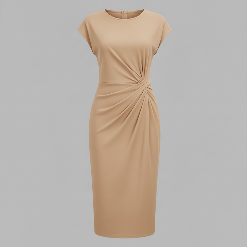 Women's Midi Formal Dress | Short Sleeve Elegance