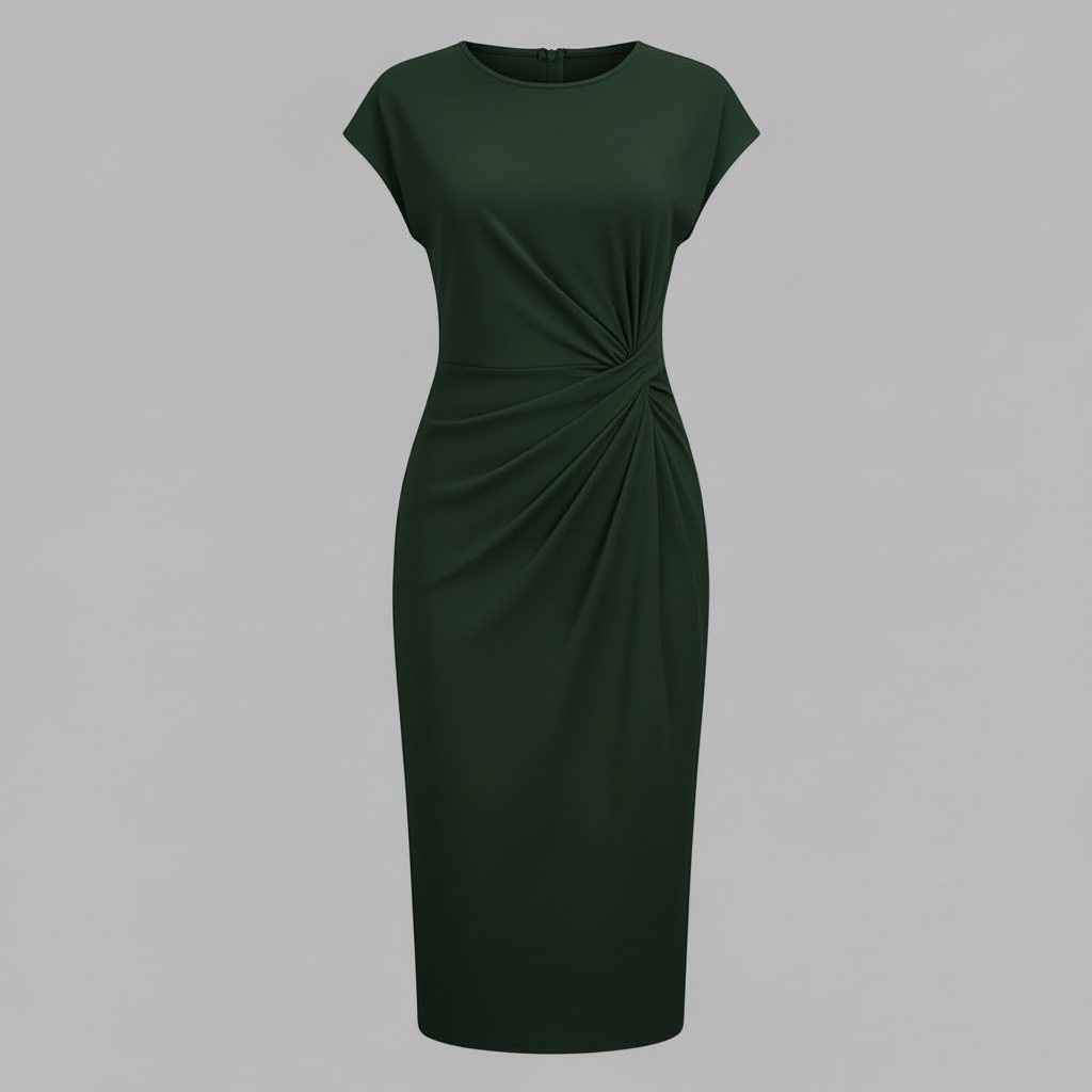 Women's Midi Formal Dress | Short Sleeve Elegance