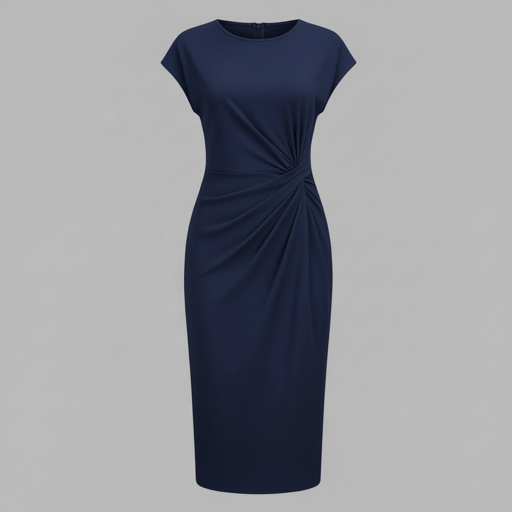 Women's Midi Formal Dress | Short Sleeve Elegance