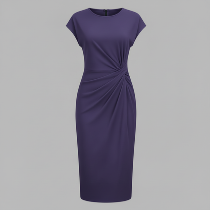 Women's Midi Formal Dress | Short Sleeve Elegance