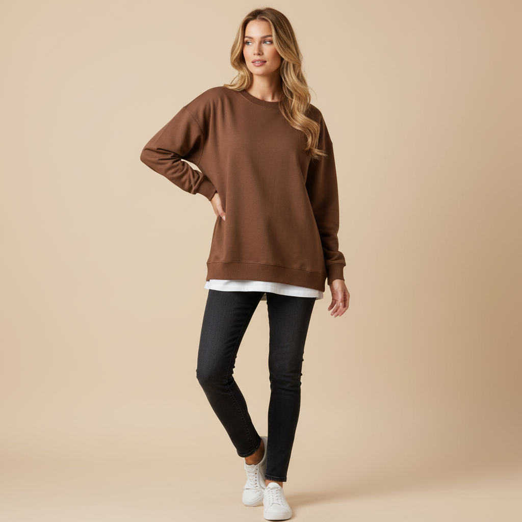 Women's Oversized Crew Neck Sweatshirt | Casual Long Sleeve Top