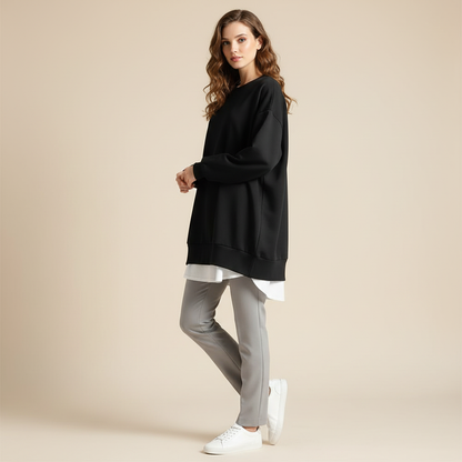 Women's Oversized Crew Neck Sweatshirt | Casual Long Sleeve Top